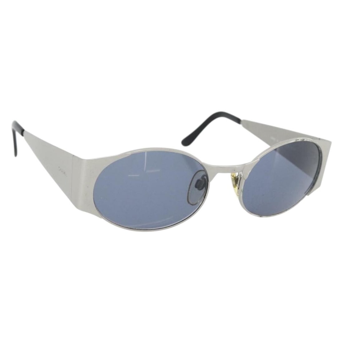 CHANEL CC Silver Metal Sunglasses with Case Made in Italy (1 of 14)