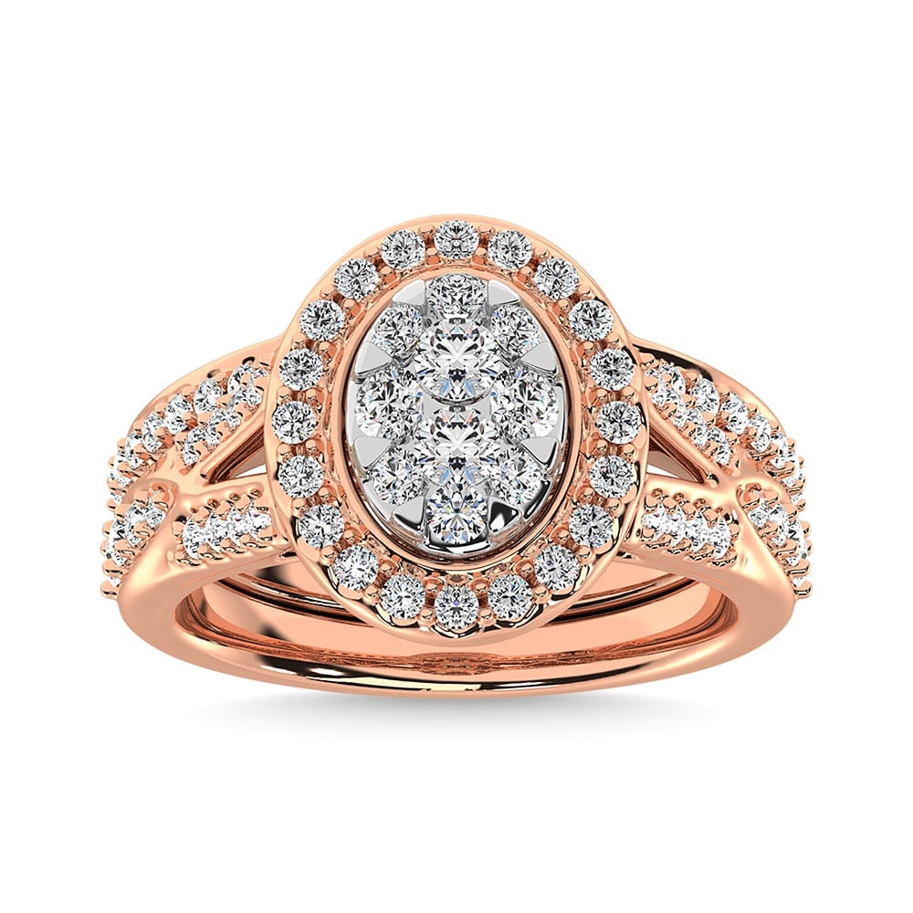 Diamond 1 1/5 Ct.Tw. Bridal Ring in 14K Rose Gold: Diamond 1 1/5 Ct.Tw. Bridal Ring in 14K Rose Gold 14k Rose Gold Stone Color: G-h Stone Clarity: I1 Each ring is presented in standard size 6.5. Complimentary resizing is available between sizes 510 (i