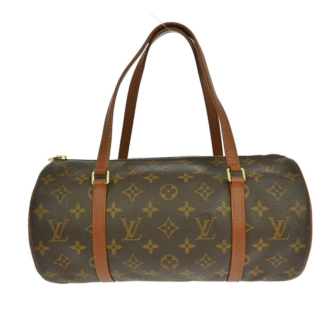 Louis Vuitton Papillon 26 Monogram Canvas Top Handle Bag M51366: Louis Vuitton Papillon 26 Monogram Canvas Top Handle Bag M51366 Vintage Louis Vuitton Papillon 26 handbag in brown Monogram canvas with leather trim and double handles. This top handle bag features a 