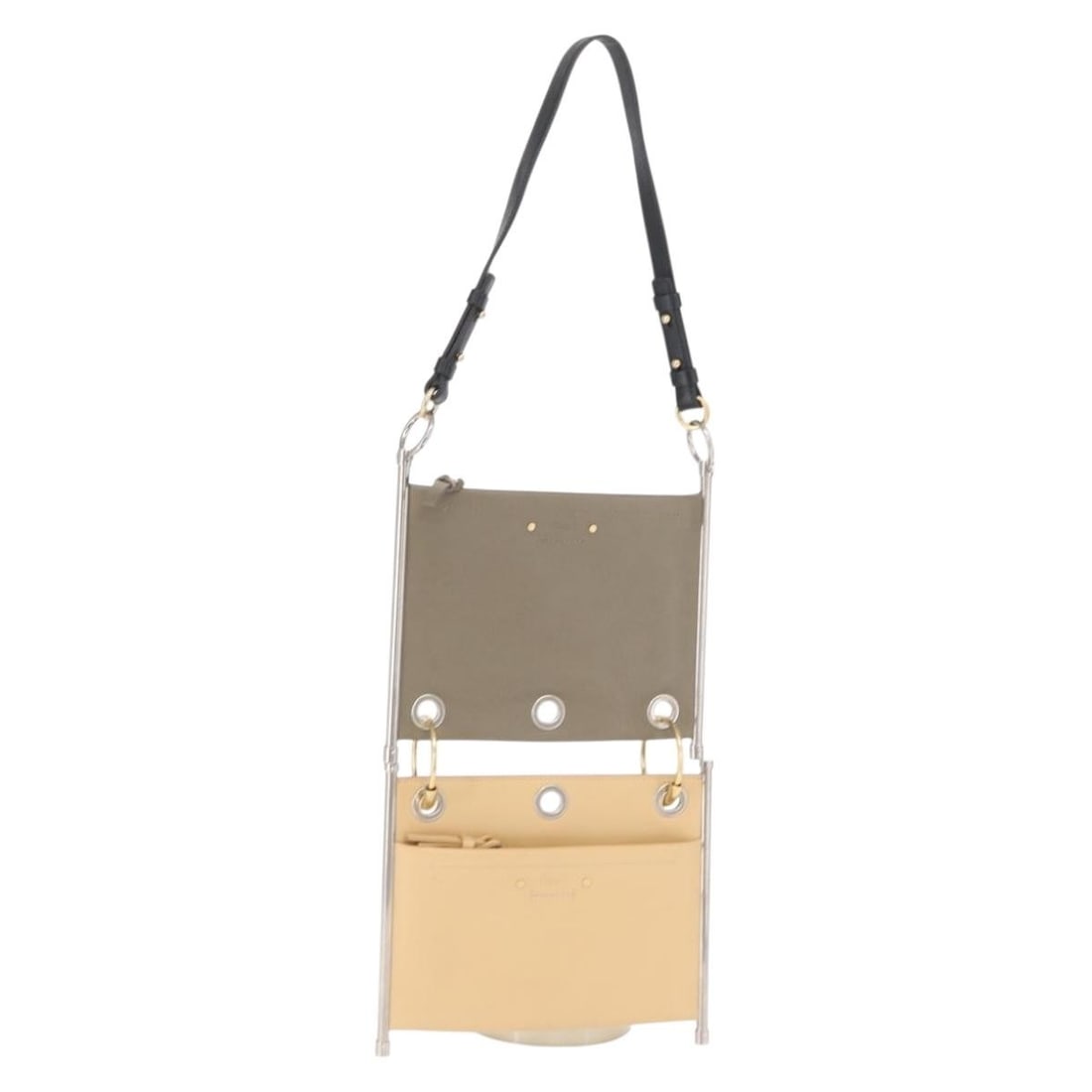 Gray Leather Shoulder Bag Roy Double Clutch by Chloe: Gray Leather Shoulder Bag Roy Double Clutch by Chloe This Chloe Roy Double Clutch Shoulder Bag features a stylish gray and silver leather exterior with a double clutch design. Crafted in Italy, the ba