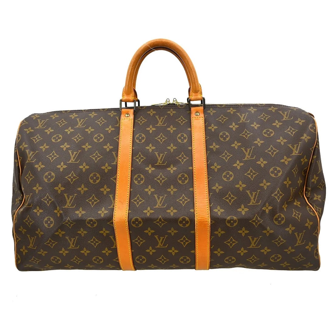 Louis Vuitton Keepall Monogram Canvas Travel Bag 55cm x 30cm x 25cm: Louis Vuitton Keepall Monogram Canvas Travel Bag 55cm x 30cm x 25cm This Louis Vuitton Keepall Bag features the iconic Monogram canvas in a classic brown color. Designed as a unisex travel accessory, 
