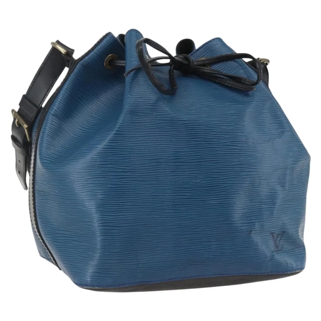 Louis Vuitton Blue Bicolor Petit Noe Epi Leather Shoulder Bag: Louis Vuitton Blue Bicolor Petit Noe Epi Leather Shoulder Bag This Louis Vuitton Bicolor Petit Noe handbag is crafted from blue epi leather and designed for women. Made in France, it features a struct