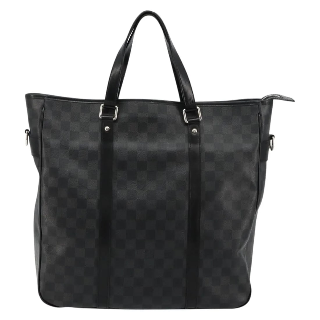 Louis Vuitton Tadao gray canvas handbag Damier Graphite: Louis Vuitton Tadao gray canvas handbag Damier Graphite This Louis Vuitton Tadao Handbag features the signature Damier Graphite canvas in a gray color. Designed for women, it offers a spacious interio