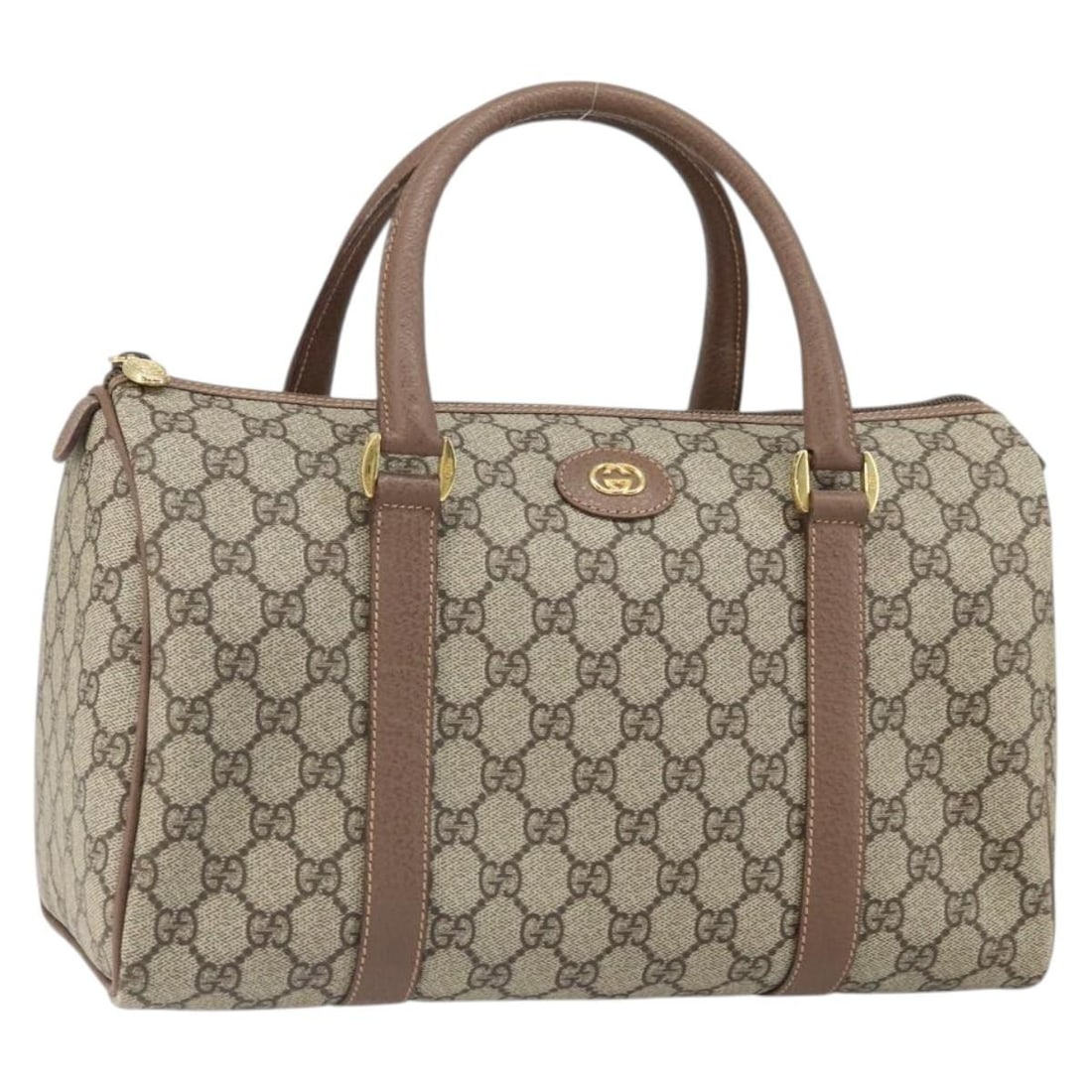 Gucci GG Supreme Beige Gold PVC Handbag 001 39 6842: Gucci GG Supreme Beige Gold PVC Handbag 001 39 6842 This Gucci GG Supreme hand bag features beige and gold tones with the brand's signature PVC leather and GG canvas exterior. Made in Italy, it offers