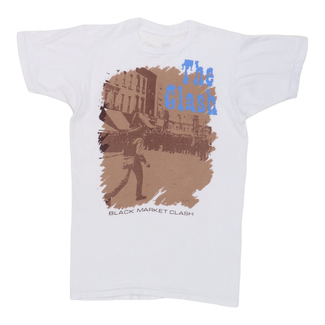 Vintage 1980 The Clash Black Market Clash White Cotton Band Shirt (1 of 4)
