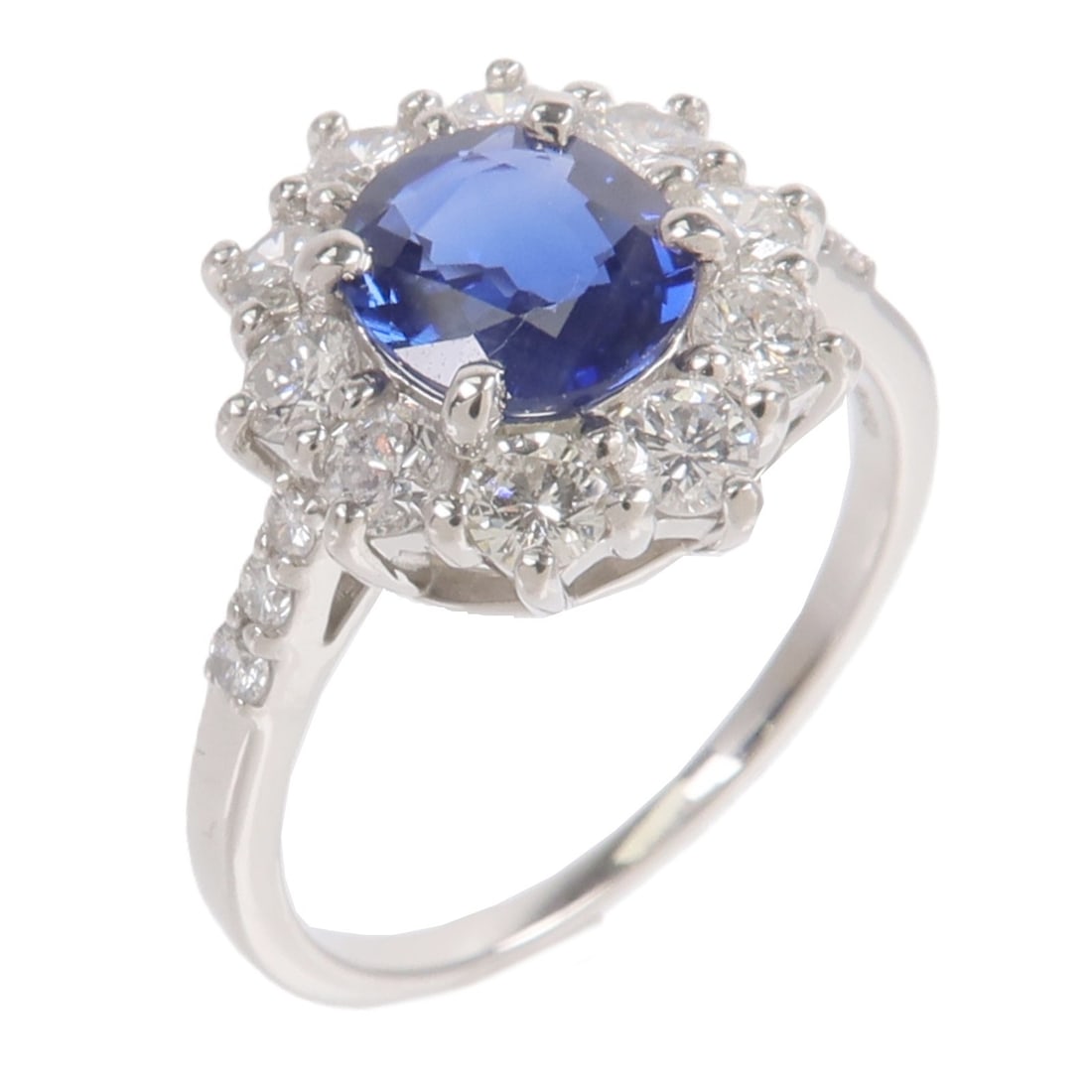Pt950 Platinum Sapphire Diamond Band US 6 (1 of 9)