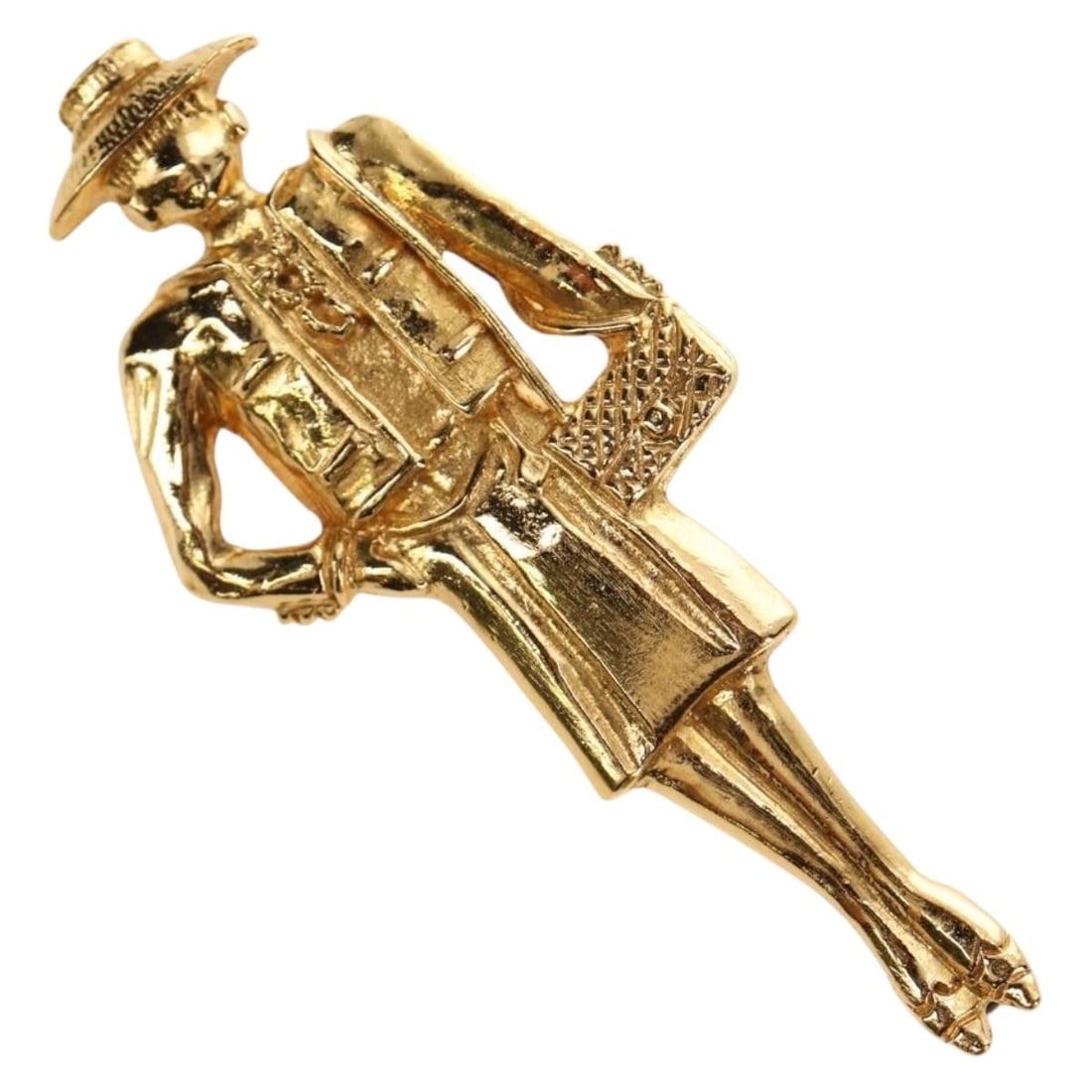 CHANEL CC Mademoiselle Gold Tone Metal Brooch France: CHANEL CC Mademoiselle Gold Tone Metal Brooch France CHANEL Mademoiselle brooch in gold-tone metal, made in France. This women's brooch shows reasonable wear and tear with slight surface scratches. It