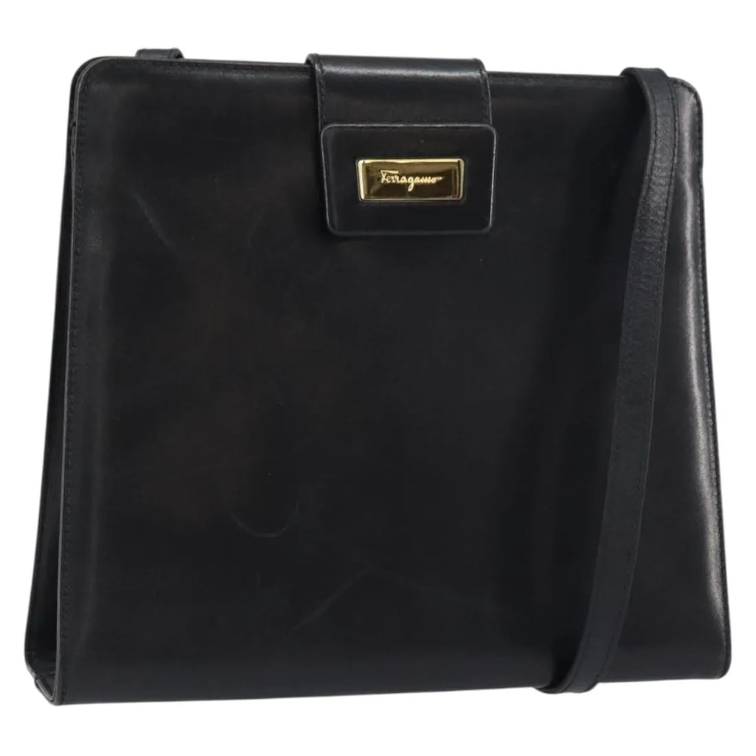 Salvatore Ferragamo Vintage Shoulder Bag Black Leather (1 of 18)