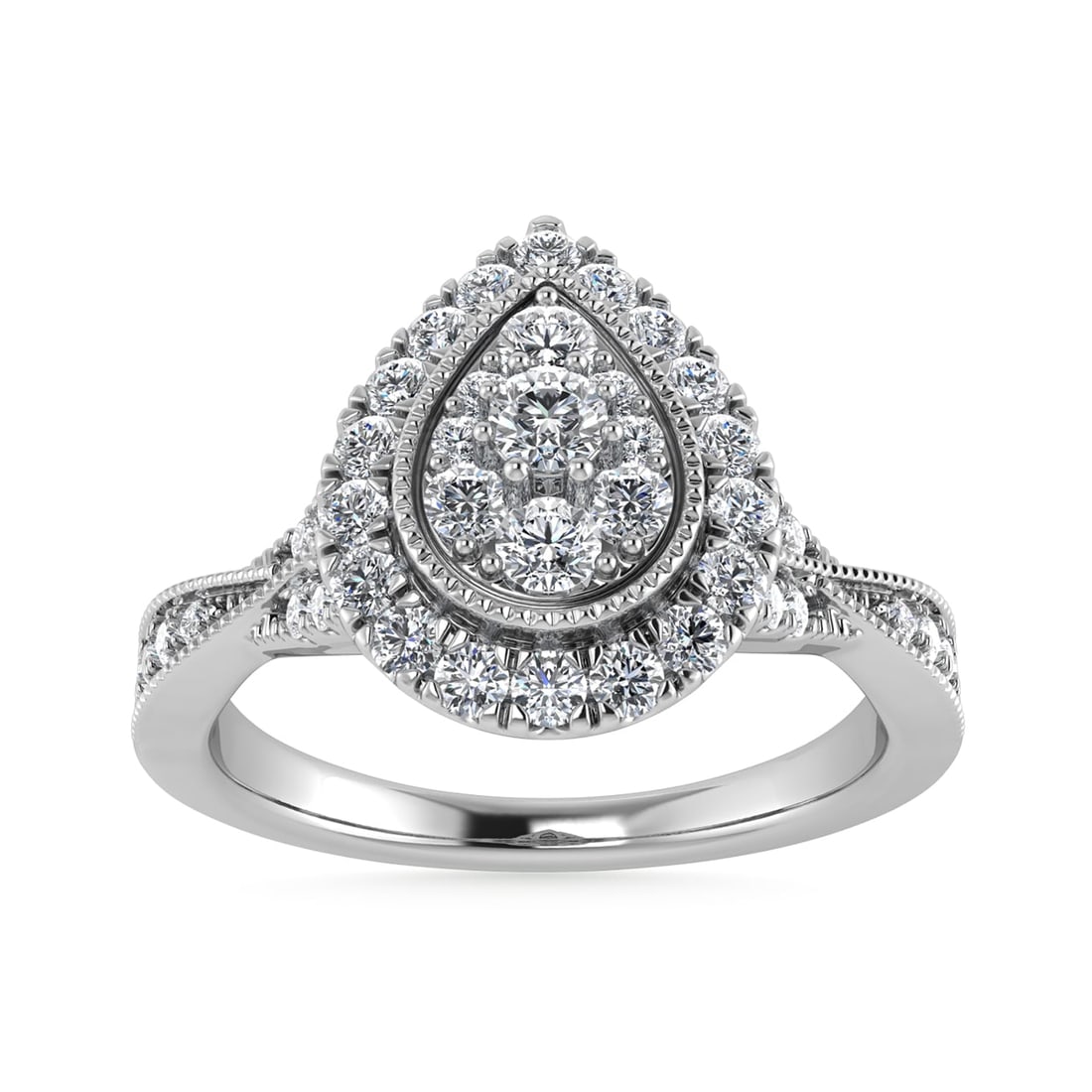 Diamond 1/2 Ct.Tw. Engagement Ring in 10K White Gold: Diamond 1/2 Ct.Tw. Engagement Ring in 10K White Gold 14k White Gold Stone Color: G-h Stone Clarity: Si2 Each ring is presented in standard size 6.5. Complimentary resizing is available between sizes 5