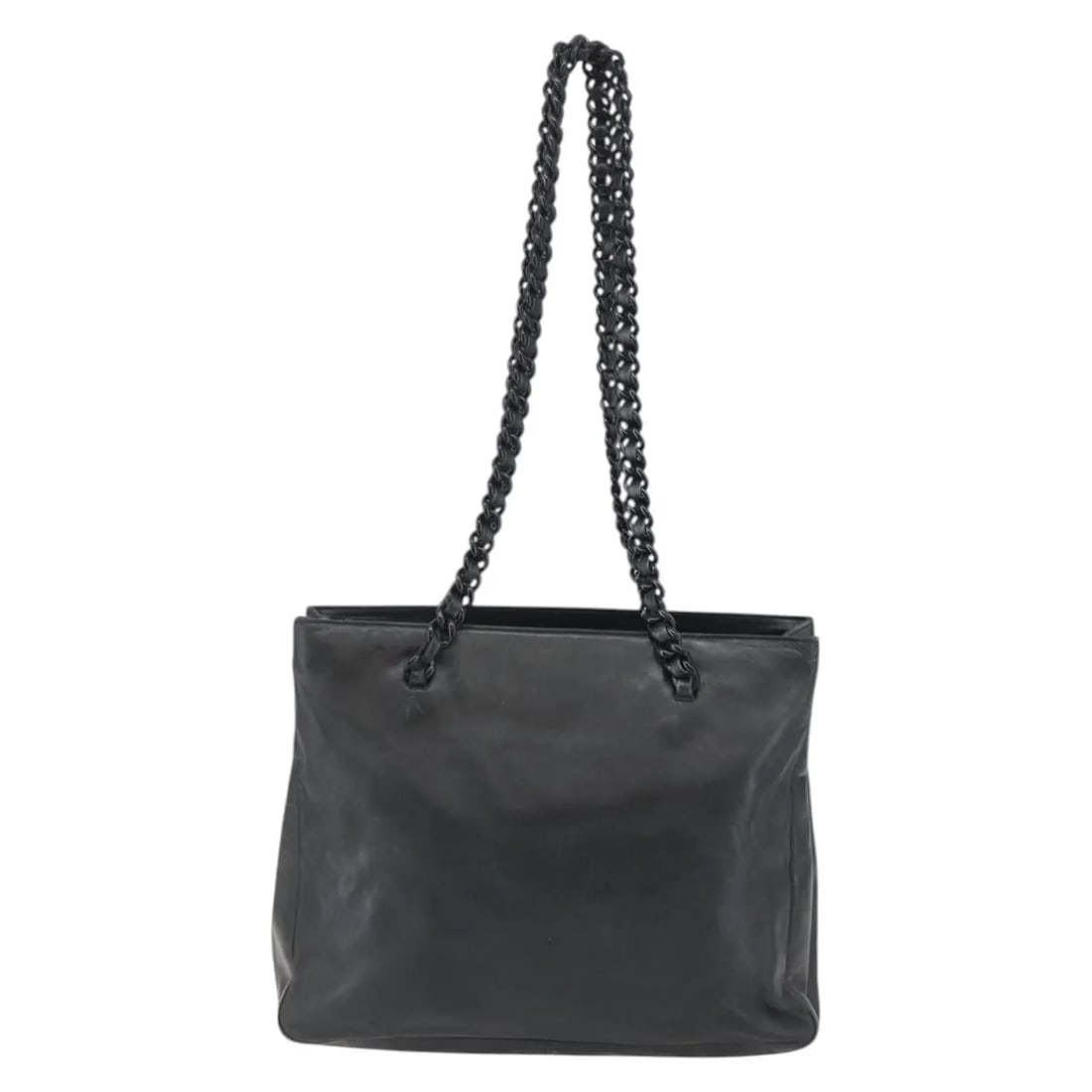 Prada Vintage Chain Tote Black Leather Shoulder Bag: Prada Vintage Chain Tote Black Leather Shoulder Bag Vintage Prada Chain Tote in black leather. This women's bag is made in Italy and is presented in fair condition with visible wear throughout. Noted 