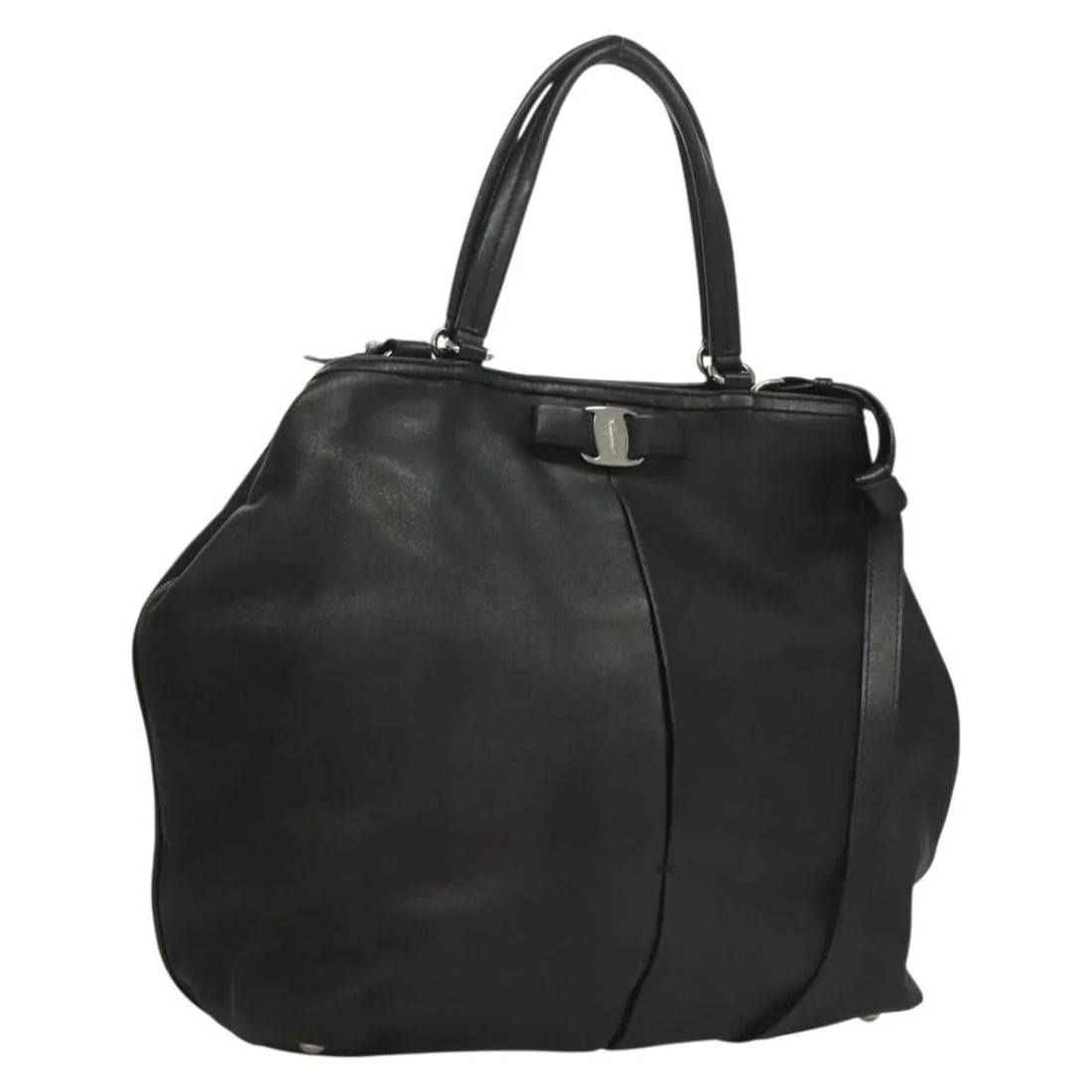 Leather Salvatore Ferragamo Black Vara Bow Tote Handbag: Leather Salvatore Ferragamo Black Vara Bow Tote Handbag This Salvatore Ferragamo Vara Bow Tote is crafted from black leather and designed for women. It features a spacious interior with pockets and me
