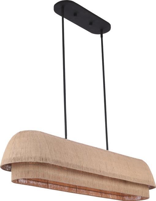 Kalco Seychelles Island Light Matte Black Steel 46 Inch Dimmable: Kalco Seychelles Island Light Matte Black Steel 46 Inch Dimmable Elevate your space with the Seychelles Island Light, crafted from natural jute and steel in a sophisticated matte black finish. This st