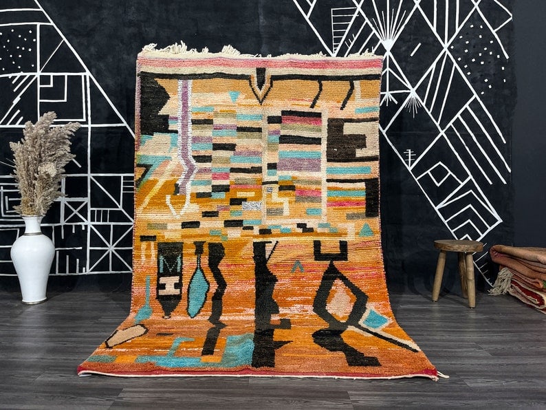 Authentic Handwoven Colorful Rug from Morocco 100% Wool: Authentic Handwoven Colorful Rug from Morocco 100% Wool Discover the beauty of this Elegant Colorful Rug, handwoven by skilled Berber women in the Atlas Mountains of Morocco. Crafted using traditional