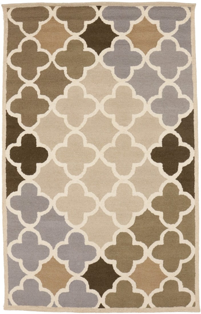 Hand-Tufted 5x8 Multicolored Trellis Design Wool Area Rug (1 of 18)
