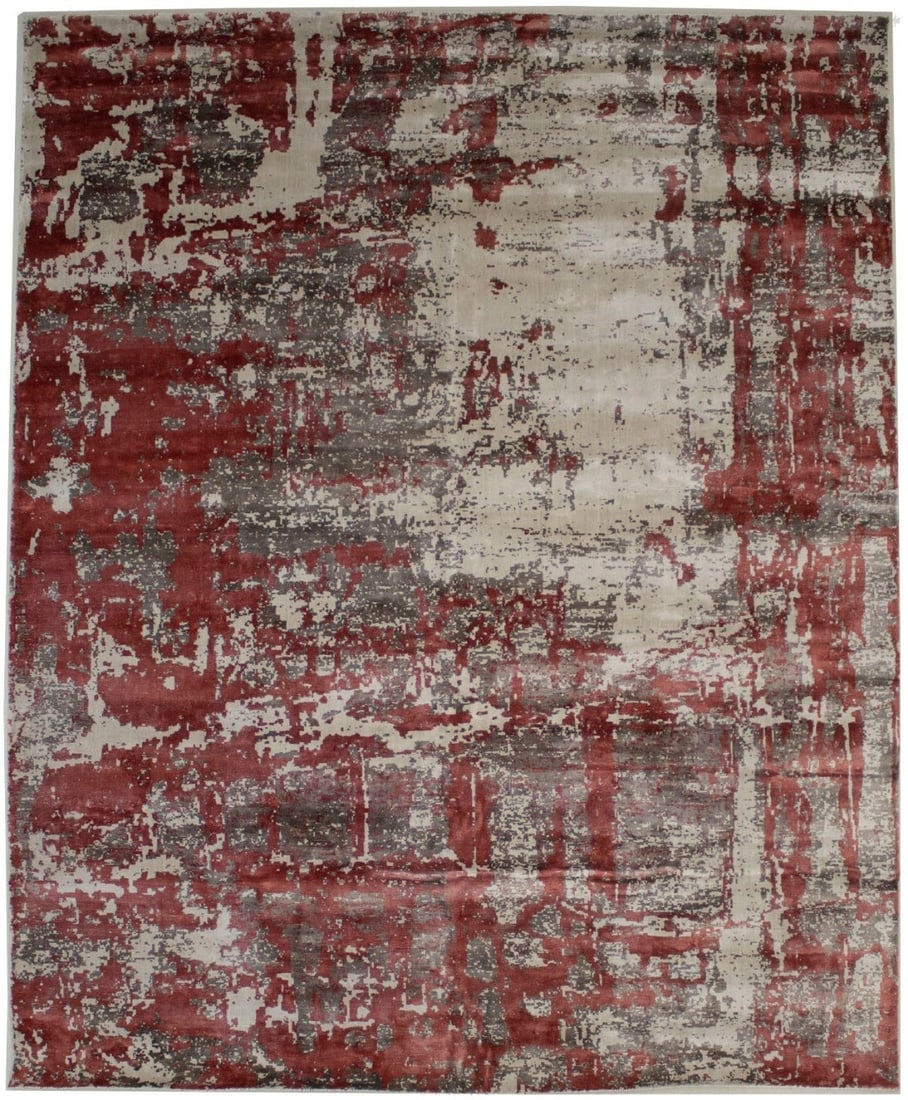 8x10 Modern Floral Hand-Loomed Wool Bamboo Silk Area Rug (1 of 16)