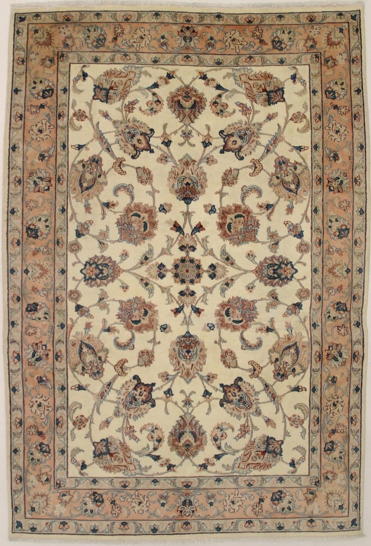 Hand-Knotted Wool Area Rug Floral Pattern 9'9 x 6'6 Vintage Traditional Style (1 of 10)
