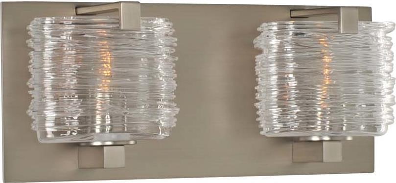 Kalco South Bay Modern 2-Light Bath Light Satin Nickel Finish: Kalco South Bay Modern 2-Light Bath Light Satin Nickel Finish Illuminate your bathroom with this elegantly designed Modern Chrome Venetian Glass Bath Light. Featuring a sleek oval shape, this fixture 