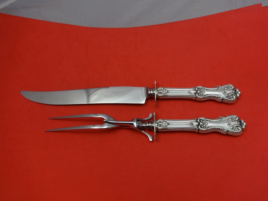 Frank Smith Federal Cotillion Sterling Silver Carving Set 2pc: Frank Smith Federal Cotillion Sterling Silver Carving Set 2pc Experience the elegance of dining with this exquisite Federal Cotillion Roast Carving Set by Frank Smith. Crafted from high-quality sterli