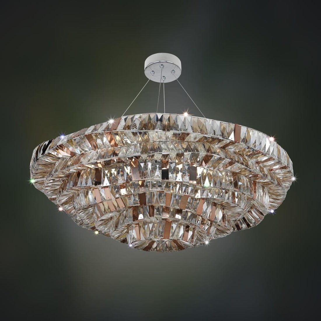 Kalco Gehry Style Crystal Pendant Chrome Finish 21 Bulbs Dimmable Indoor Lighting (1 of 1)