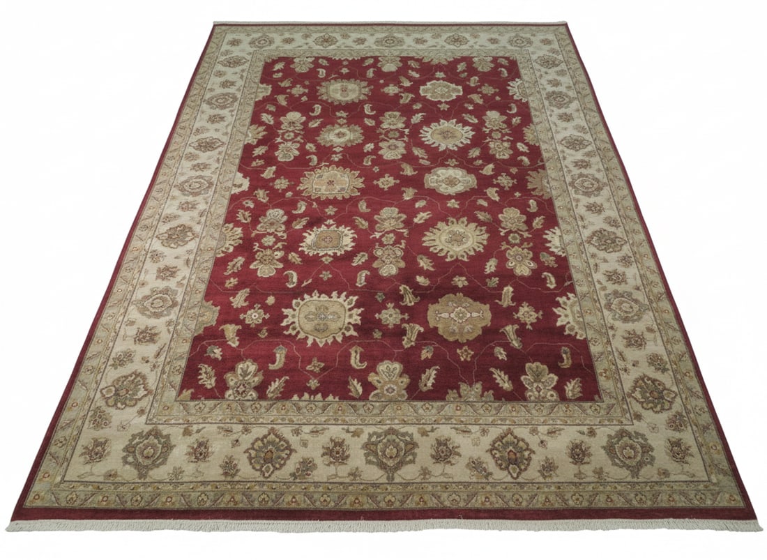 Handmade 9 x 11 Natural Wool Coral Rug Vibrant Accent (1 of 7)