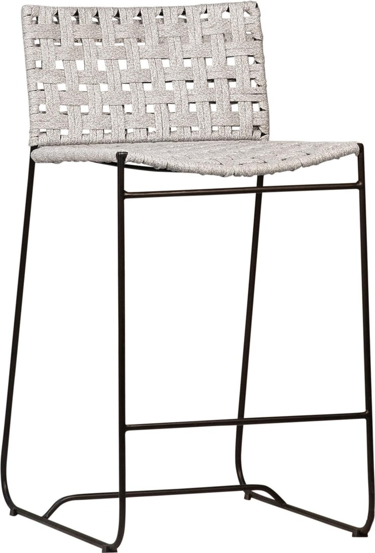 Ezra Modern Outdoor Counter Stool Black Powder Coated Frame (1 of 4)