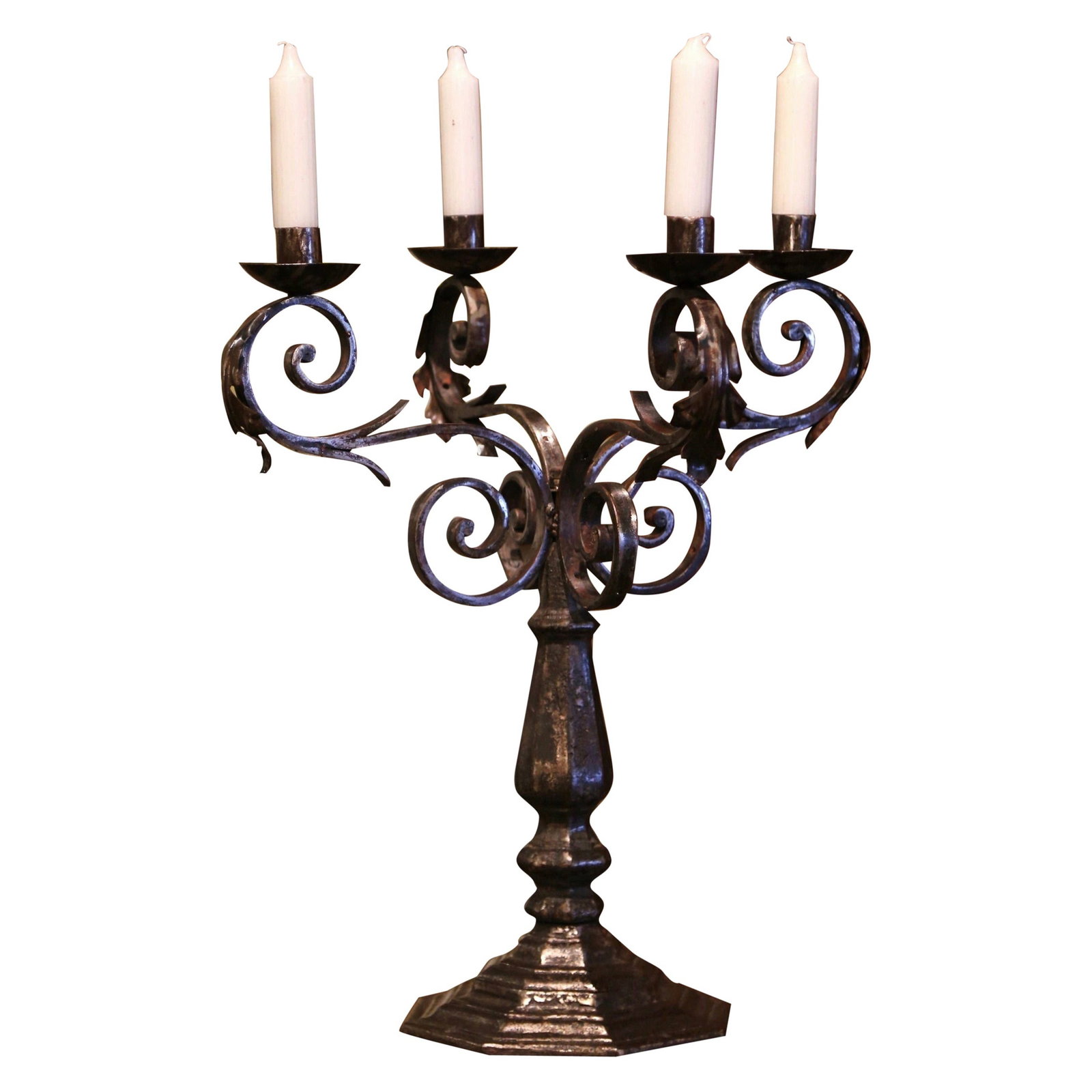 French Louis XIV wrought iron four-light candelabra circa 1780 (1 of 12)