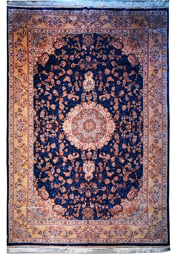 Elegant 6.6 x 9.10 Turkish Bamboo Silk Area Rug Esfahan Design: Elegant 6.6 x 9.10 Turkish Bamboo Silk Area Rug Esfahan Design Free continental US Shipping Introducing the exquisite 6.6 x 9.10 Turkish Bamboo Silk Rug, a stunning blend of luxury and craftsmanship. 