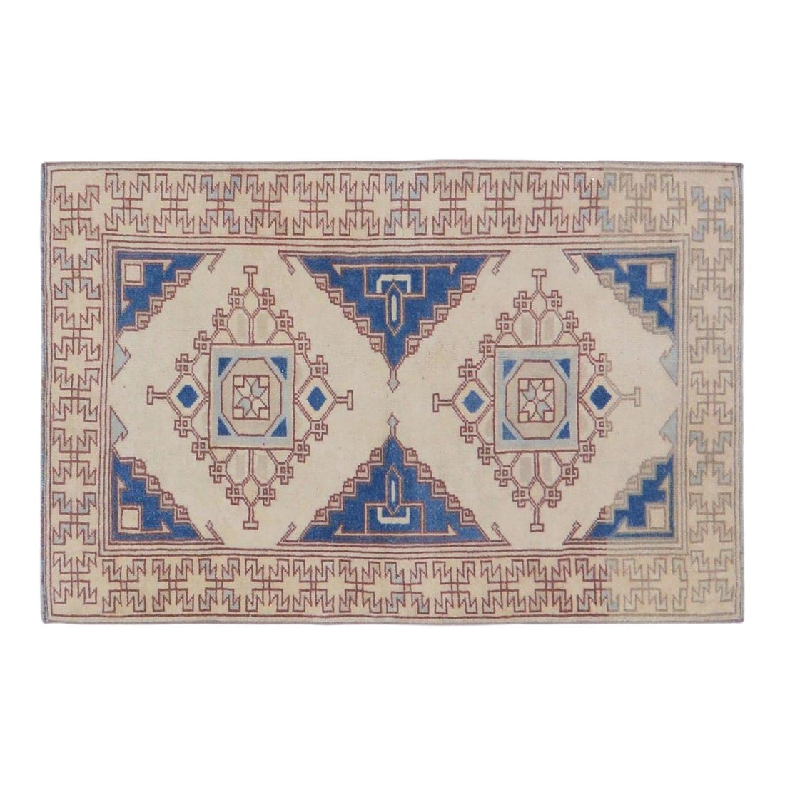 Hand-Knotted Wool Anatolian Rug Beige 2'10" x 4'4" (1 of 5)