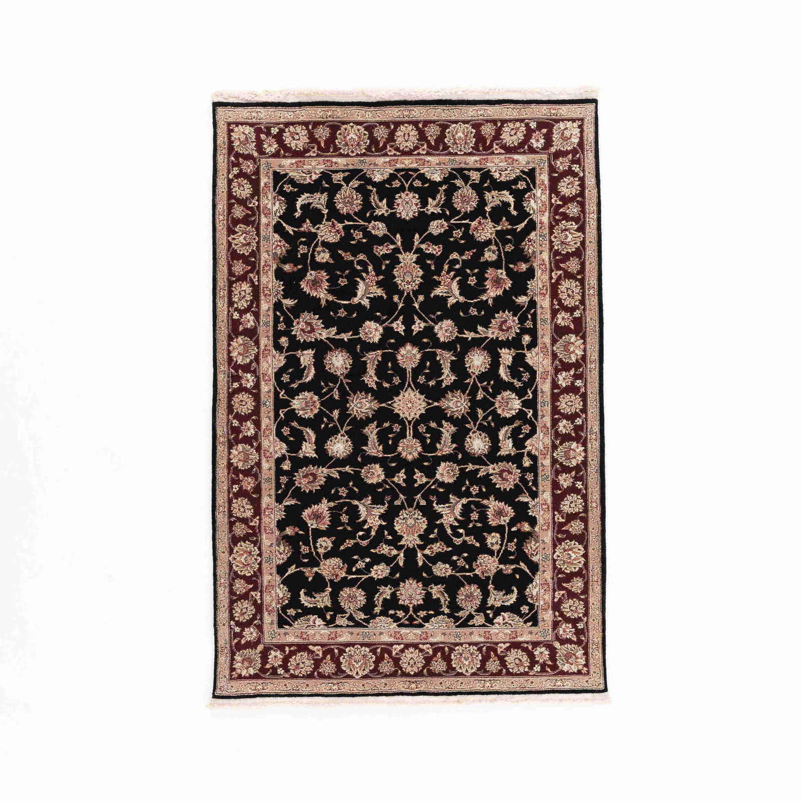 Authentic Handmade Royal Wool on Cotton Carpet 48.4 x 73.6: Authentic Handmade Royal Wool on Cotton Carpet 48.4 x 73.6 This authentic handmade carpet features a luxurious blend of royal wool on cotton, crafted with precision using a double knot weaving techniq