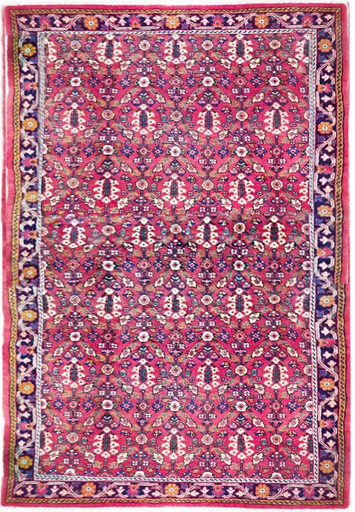 5'2 x 10'2 Red Semi-Antique Persian Herati Runner Handmade Wool: 5'2 x 10'2 Red Semi-Antique Persian Herati Runner Handmade Wool Free continental US Shipping Introducing the stunning 5.2 x 10.2 Red Semi-Antique Persian Herati Runner, a captivating example of