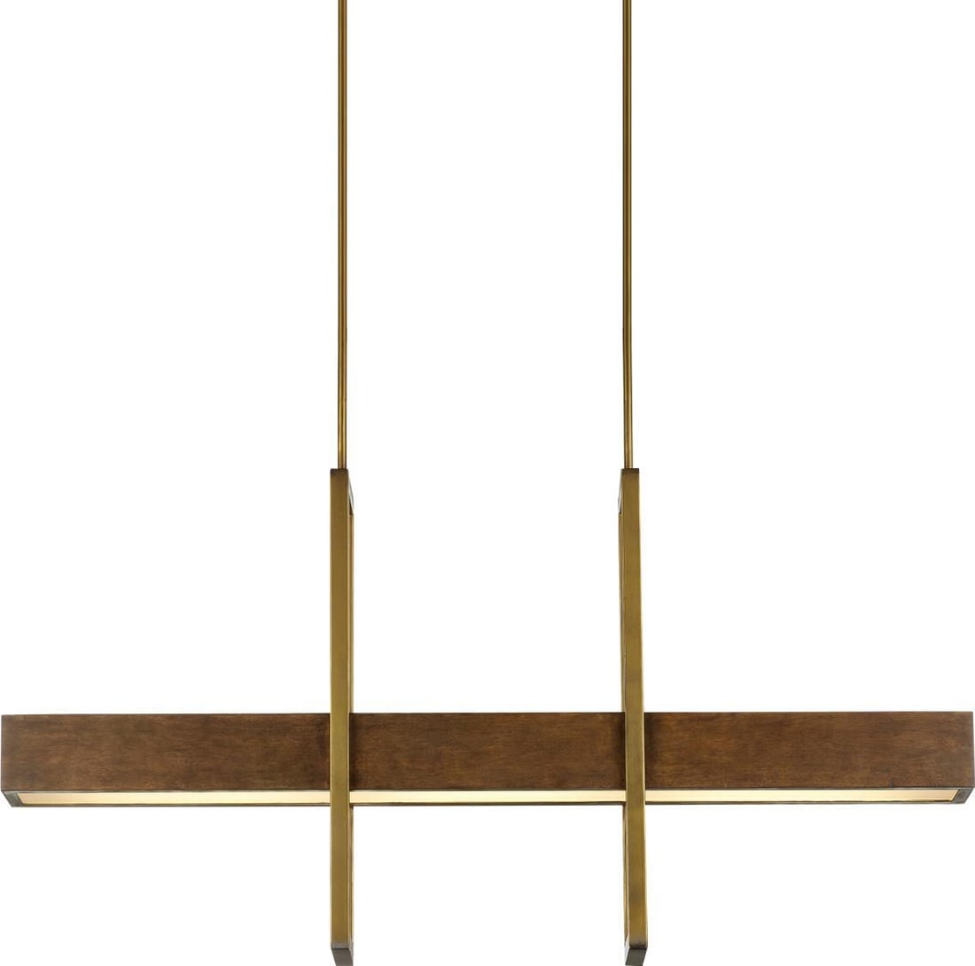 Currey Thornton's Metal and Wood Linear Chandelier Adjustable LED 30.50H 50W: Currey Thornton's Metal and Wood Linear Chandelier Adjustable LED 30.50H 50W Illuminate your space with the Thornton's Metal and Wood Chandelier, a stunning blend of modern design and functionality. T