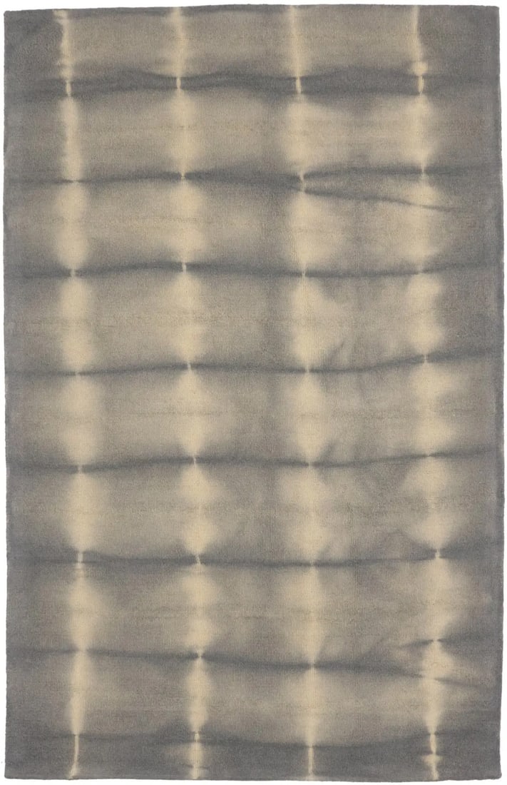 5x8 Wool Area Rug Hand-Tufted Gray Abstract Modern Style Carpet: 5x8 Wool Area Rug Hand-Tufted Gray Abstract Modern Style Carpet This hand-tufted wool area rug features a modern abstract tie-dye pattern in gray tones, offering a contemporary accent to any living sp