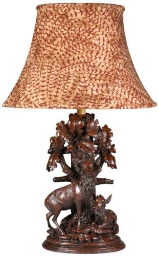 Rustic Artisan Table Lamp Lodge Style Feather Pattern (1 of 1)