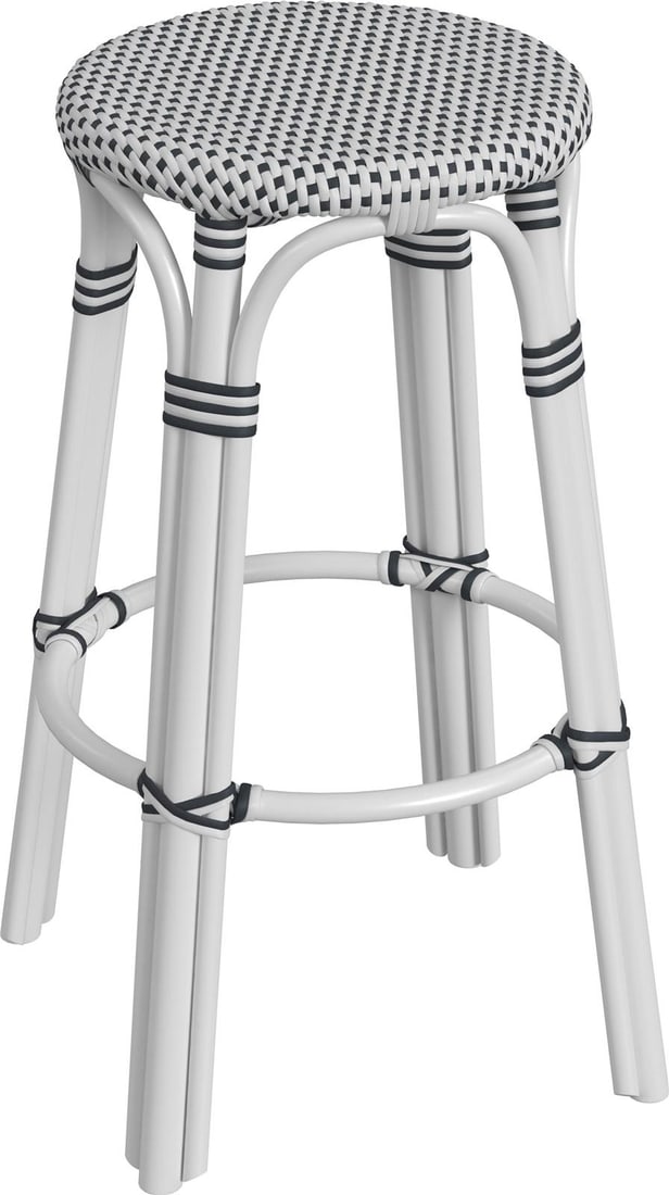 Butler Tobias Collection White Rattan Round Bar Stool (1 of 7)