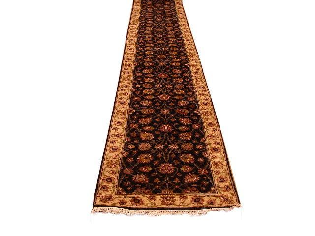 Elegant 2.7 x 23.4 Black Handmade Jaipour Style Runner Rug: Elegant 2.7 x 23.4 Black Handmade Jaipour Style Runner Rug Free continental US Shipping Transform your space with the stunning Black Handmade Jaipour Style Runner Rug, measuring 2' 7" x 23' 4". This e
