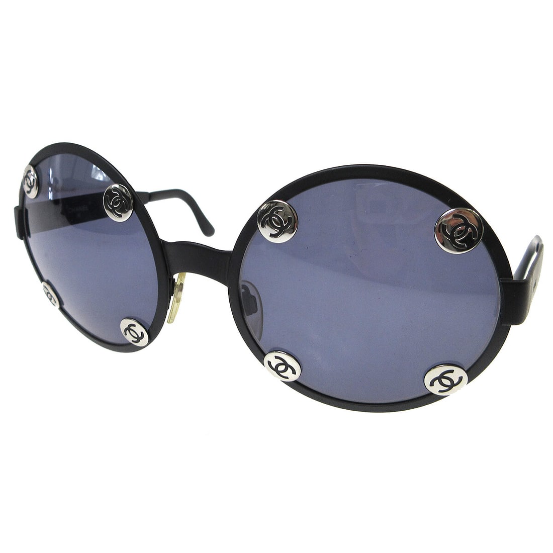 CHANEL 08841 90305 round black plastic sunglasses (1 of 5)