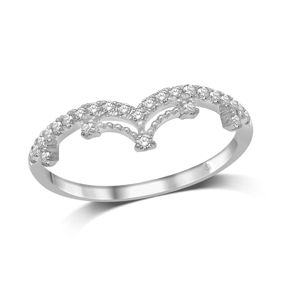 14K White Gold 1/5 Ct.Tw. Diamond Stackable Band: 14K White Gold 1/5 Ct.Tw. Diamond Stackable Band This beautiful ring is available in 14K White Gold. There are 26 round diamonds with a total carat weight of 1/5 Ct.Tw. set in a micro prong / prong se