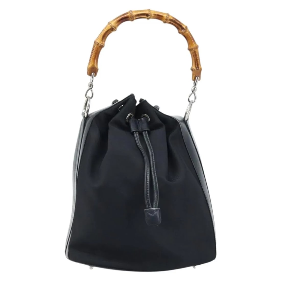 Gucci Black Nylon and Leather Vintage Bamboo Bucket Shoulder Bag (1 of 18)