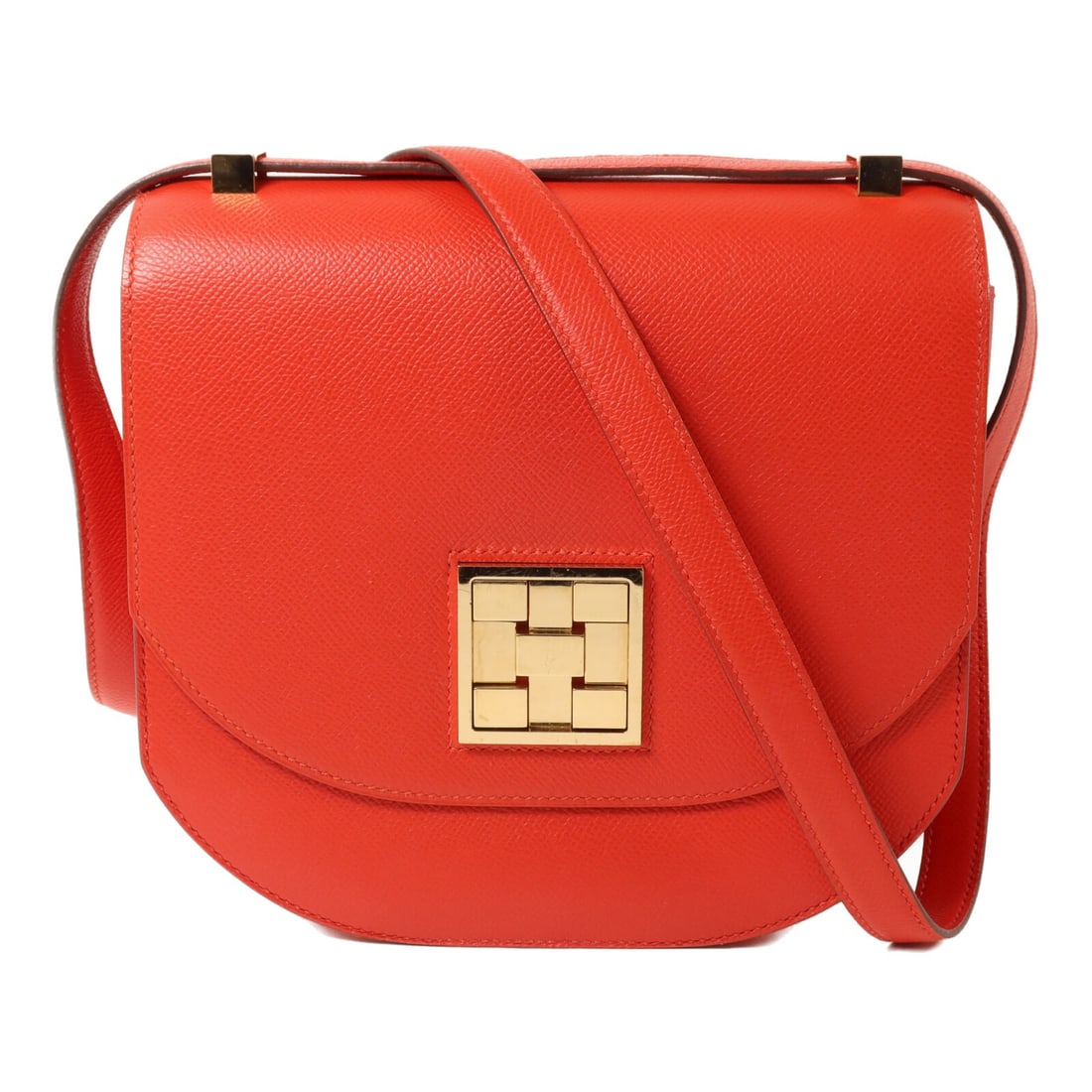 Hermes Mosaique AU 24 Epsom Shoulder Bag Rouge Casaque GHW: Hermes Mosaique AU 24 Epsom Shoulder Bag Rouge Casaque GHW This Hermes Mosaique AU 24 shoulder bag is crafted from Veau Epsom leather in Rouge Casaque, featuring gold hardware. Designed for women, it 