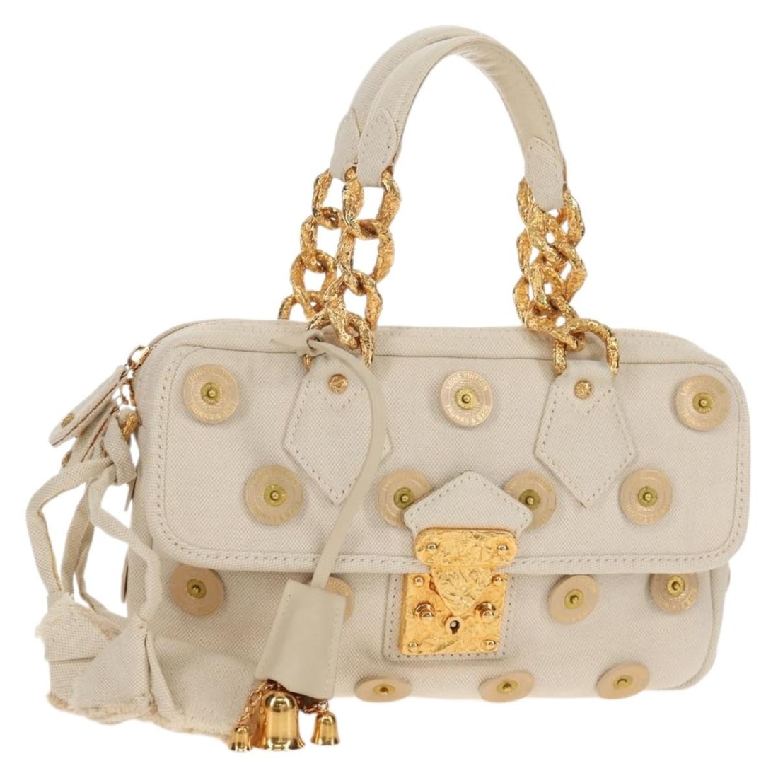 LOUIS VUITTON Tinkerbell Polka Dots White Canvas Hand Bag M95407 Auth (1 of 18)