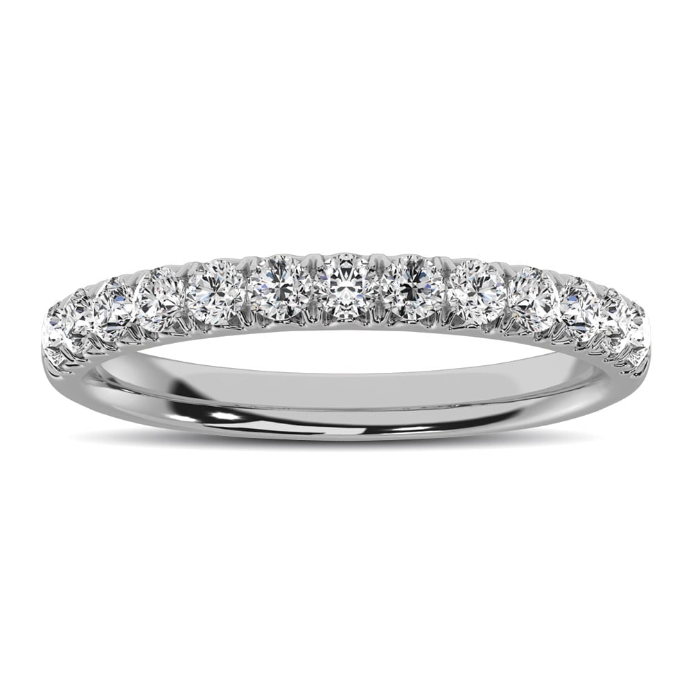 10K White Gold 3/4 Ct.tw Anniversary Band: 10K White Gold 3/4 Ct.tw Anniversary Band 10k White Gold Stone Color: Gh Stone Clarity: I1 Each ring is presented in standard size 6.5. Complimentary resizing is available between sizes 510 (in 1/4 in