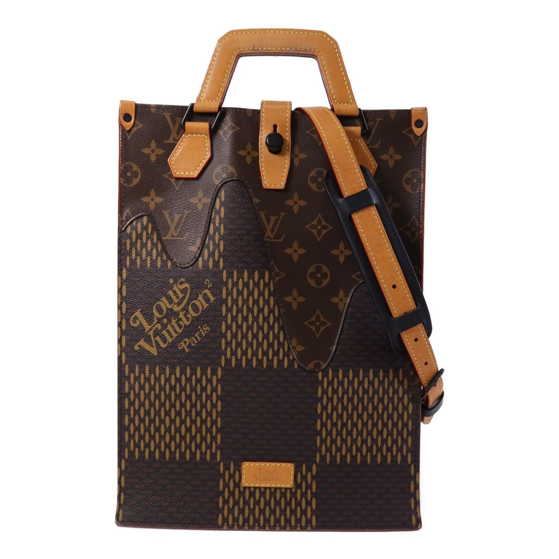 Mini Tote Shoulder Bag Monogram Nigo N40355 by Louis Vuitton Brown Canvas: Mini Tote Shoulder Bag Monogram Nigo N40355 by Louis Vuitton Brown Canvas This Louis Vuitton x Nigo mini tote is crafted from brown PVC coated canvas in the signature Monogram pattern. Designed for ve