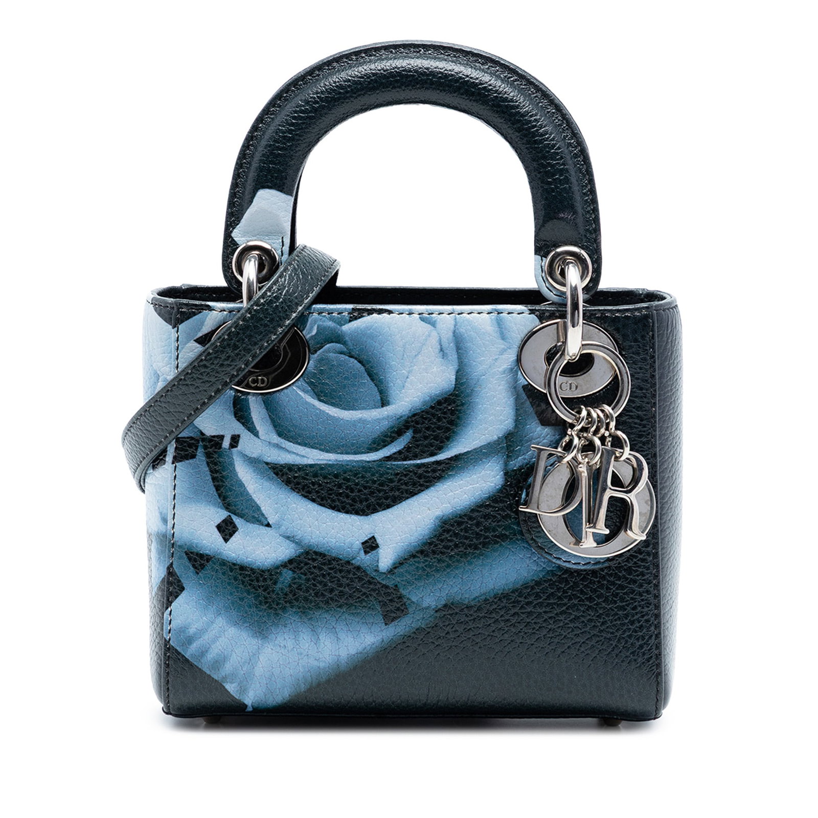 Dior Lady Dior Mini Green Floral Deerskin Bag with Silver Tone Hardware (1 of 7)