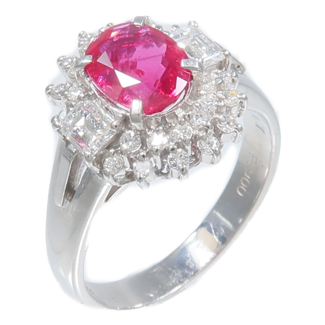 Pt900 Platinum Ruby Diamond Ring Size 6.25 Womens (1 of 9)