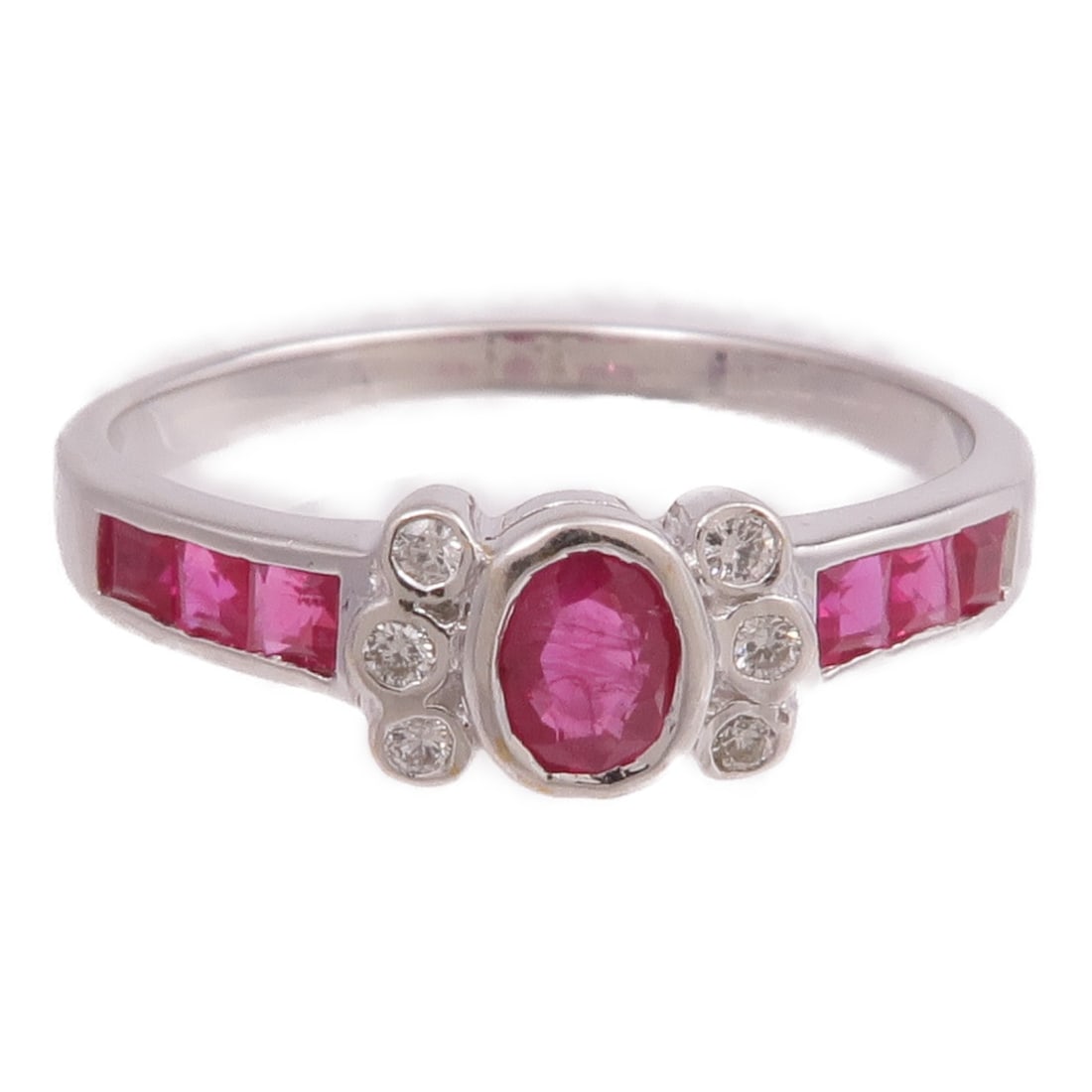 K18 White Gold Ruby Ring Size 6.5 - 2