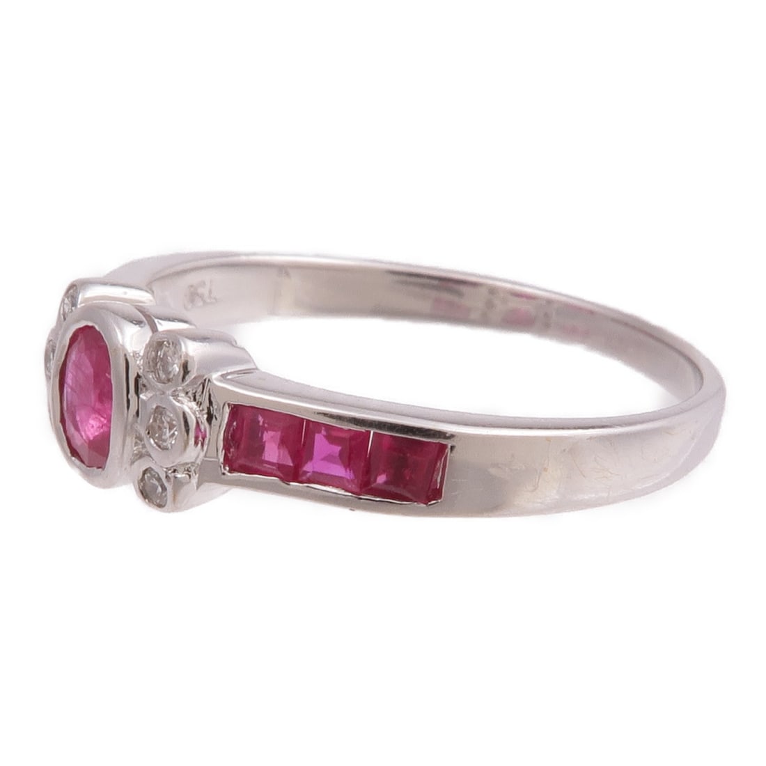 K18 White Gold Ruby Ring Size 6.5 - 3