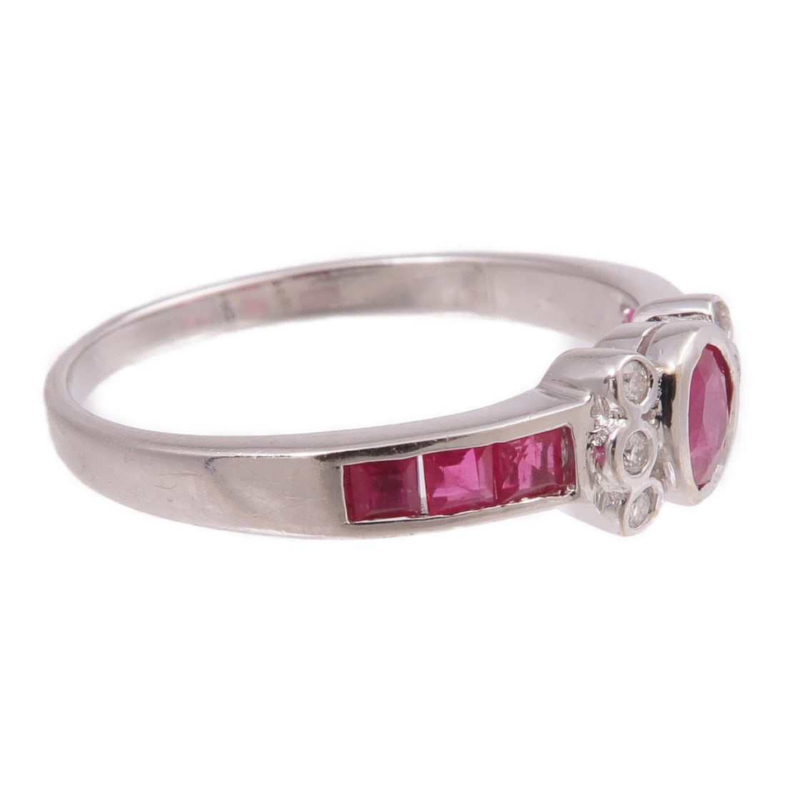 K18 White Gold Ruby Ring Size 6.5 - 4