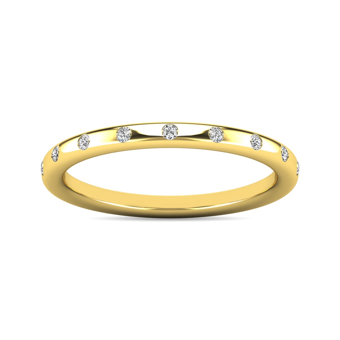 Diamond 1/10 Ct.tw Stackable Ring in 14K Yellow Gold: Diamond 1/10 Ct.tw Stackable Ring in 14K Yellow Gold 14k Yellow Gold Stone Color: G-h Stone Clarity: I1 Each ring is presented in standard size 6.5. Complimentary resizing is available between sizes 5
