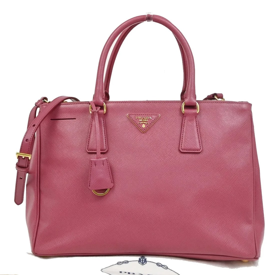Prada Lux Open Tote Pink Saffiano Leather (1 of 18)
