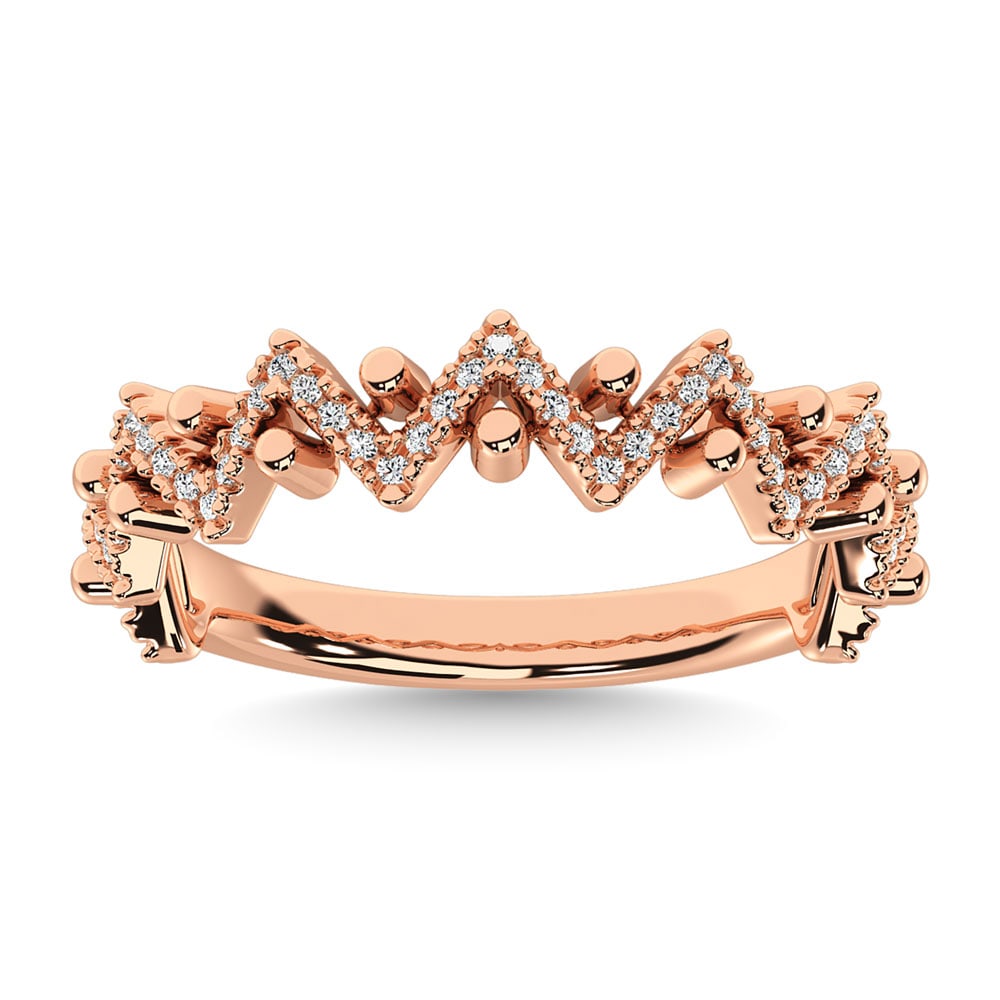 Diamond 1/4 Ct.Tw. Stack Band in 14K Rose Gold: Diamond 1/4 Ct.Tw. Stack Band in 14K Rose Gold 14k Rose Gold Stone Color: G-h Stone Clarity: I1 Each ring is presented in standard size 6.5. Complimentary resizing is available between sizes 510 (in 1